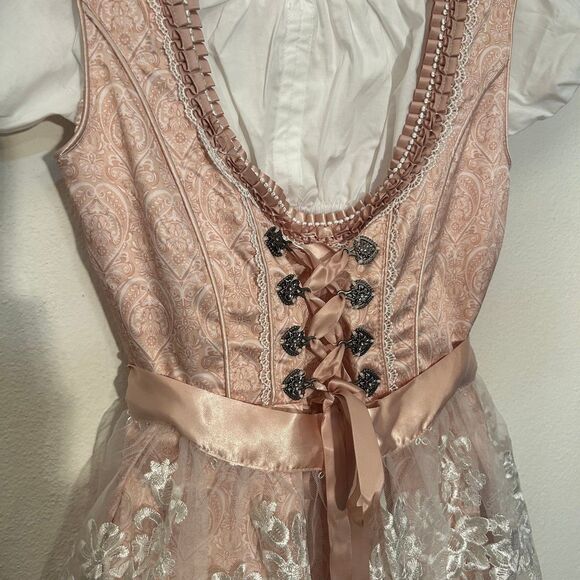 Pink Sound Of Music Austrian German Dirndl Dress Size 10 - Picture 4 of 10